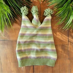 GYMBOREE Striped Knit Hat with Pom-Poms - 3-6 Months - 100% Cotton
